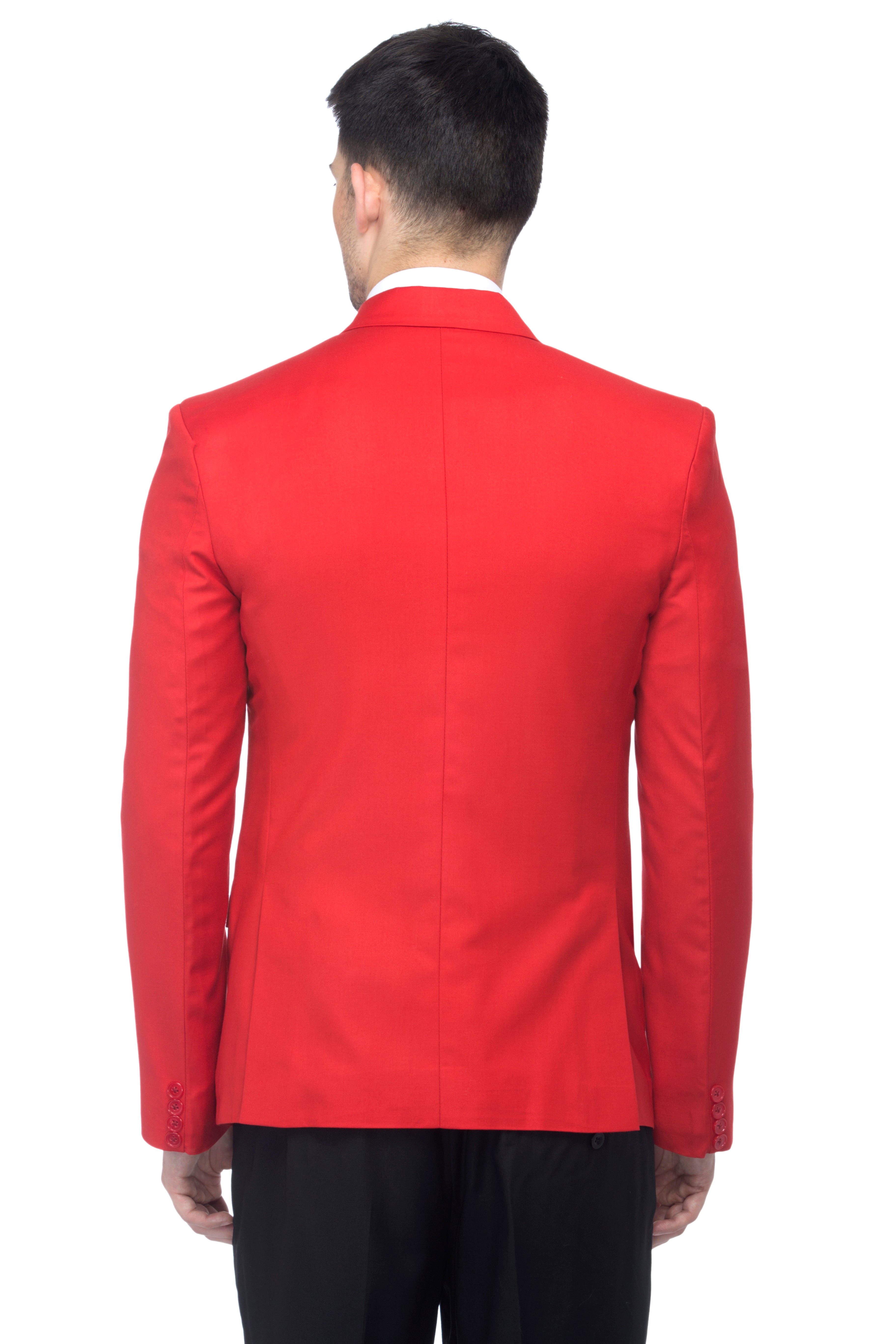 FAVOROSKI Red Slim Fit Formal/Party Single-Breasted Casual Blazer