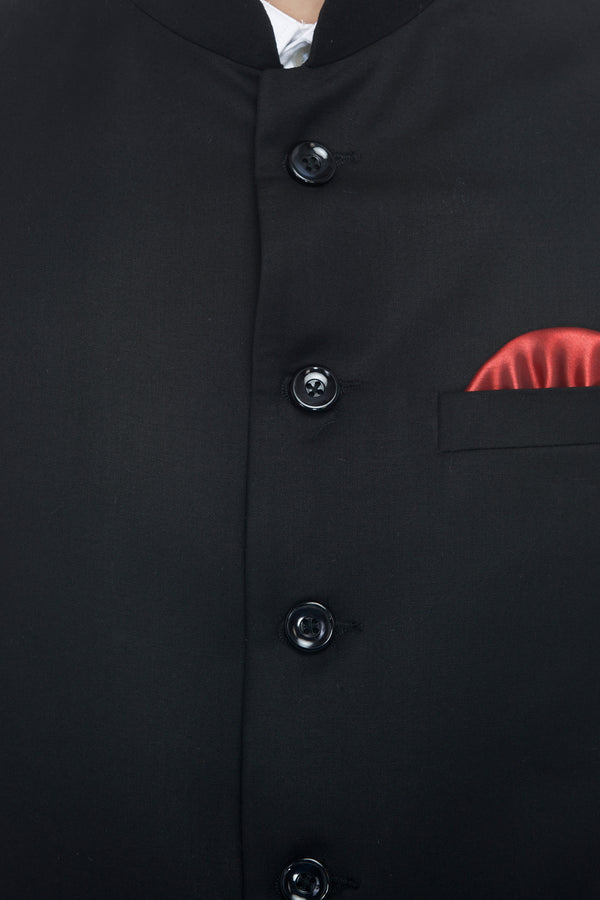 Favoroski Men's Black  Waistcoat