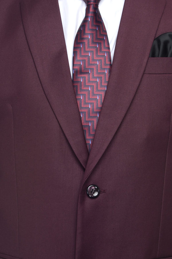 FAVOROSKI Wine Slim Fit Formal/Party Single-Breasted Casual Blazer