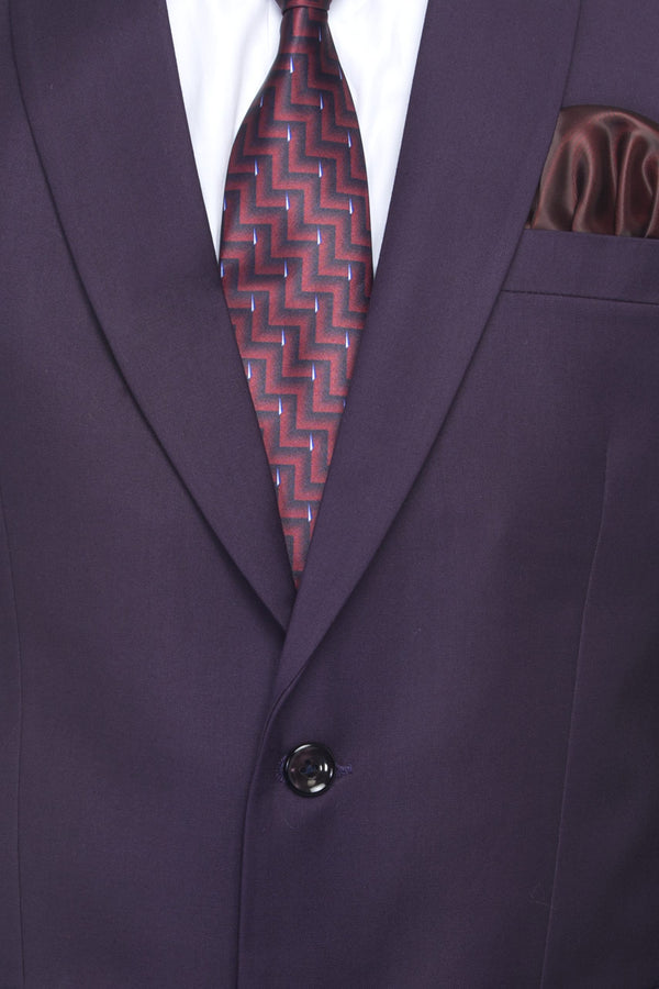 FAVOROSKI Dark Purple Slim Fit Formal/Party Single-Breasted Casual Blazer