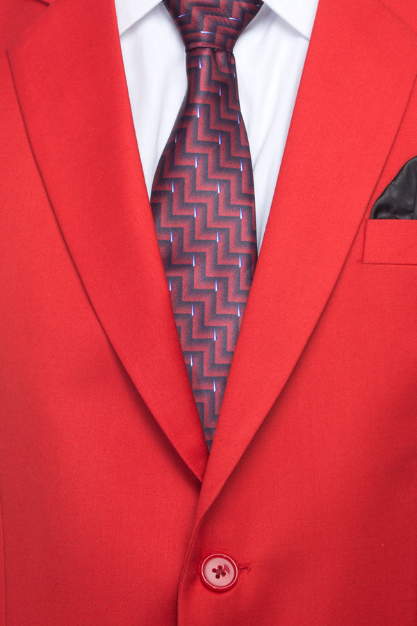 FAVOROSKI Red Slim Fit Formal/Party Single-Breasted Casual Blazer