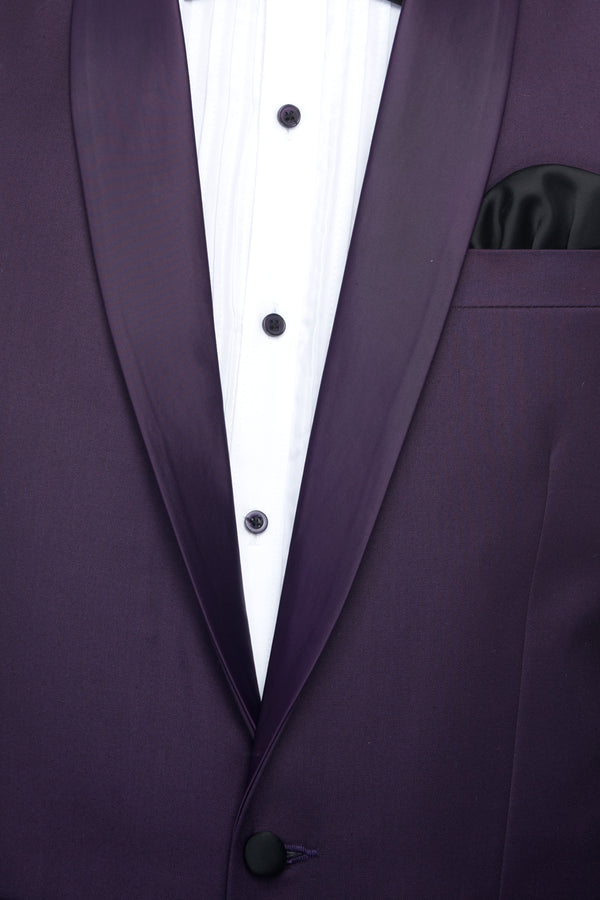 FAVOROSKI Dark Purple Fit Party wear Single-Breasted Tuxedo Blazer