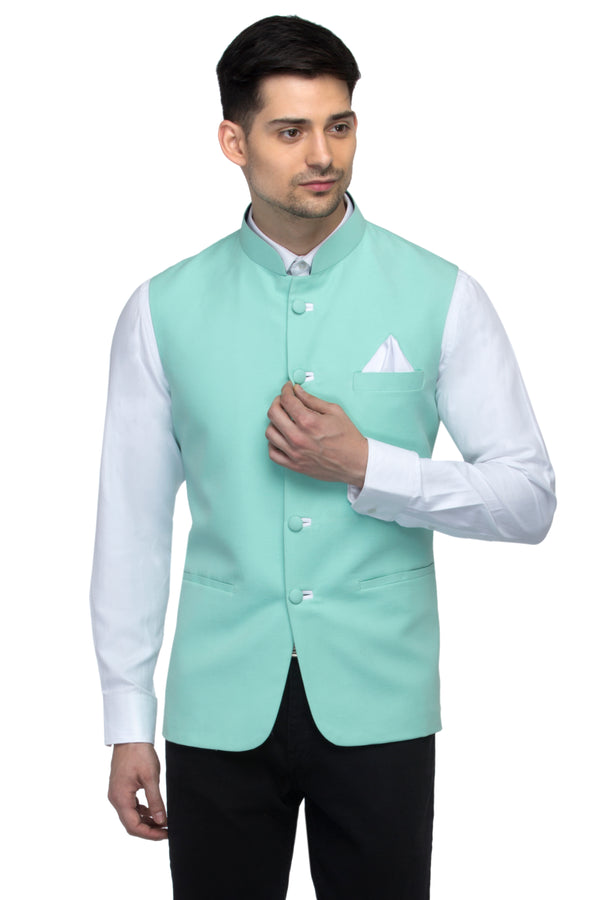 Favoroski Men's Sea Green Waistcoat