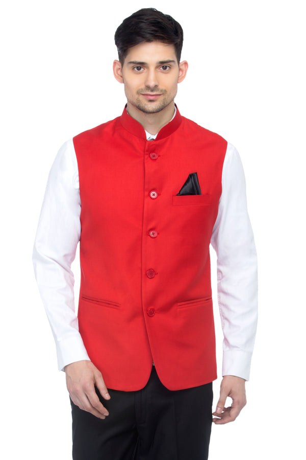 Favoroski Men's Red  Waistcoat
