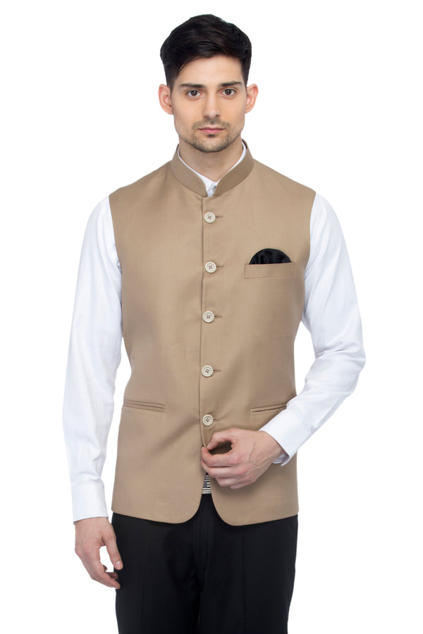 Favoroski Men's Beige  Waistcoat