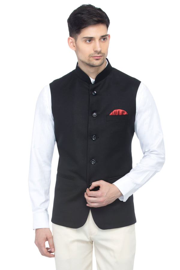 Favoroski Men's Black  Waistcoat