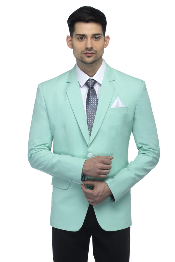 FAVOROSKI Sea Green Slim Fit Formal/Party Single-Breasted Casual Blazer