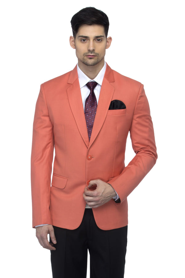 FAVOROSKI Light Orange Slim Fit Formal/Party Single-Breasted Casual Blazer