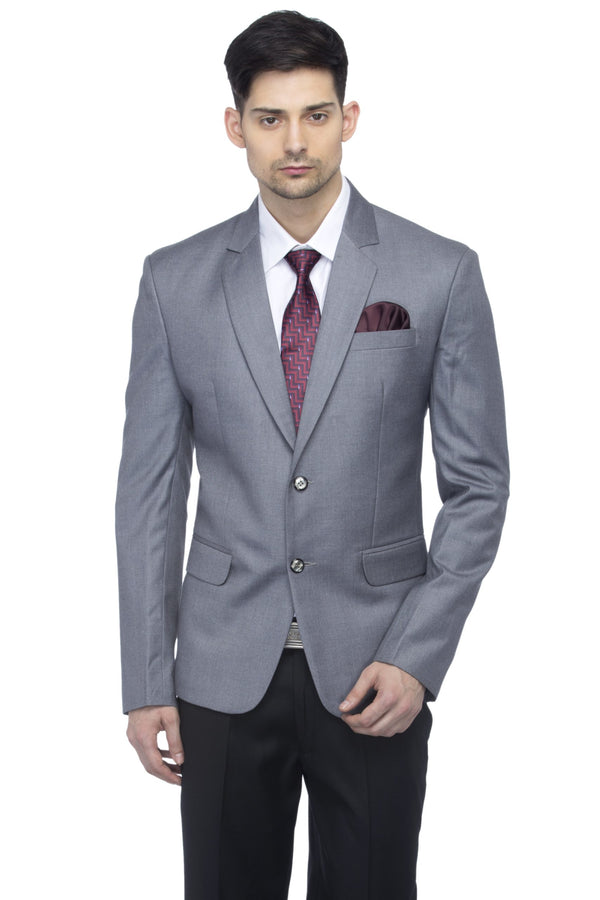 FAVOROSKI Gray Slim Fit Formal/Party Single-Breasted Casual Blazer