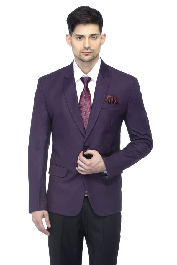 FAVOROSKI Dark Purple Slim Fit Formal/Party Single-Breasted Casual Blazer