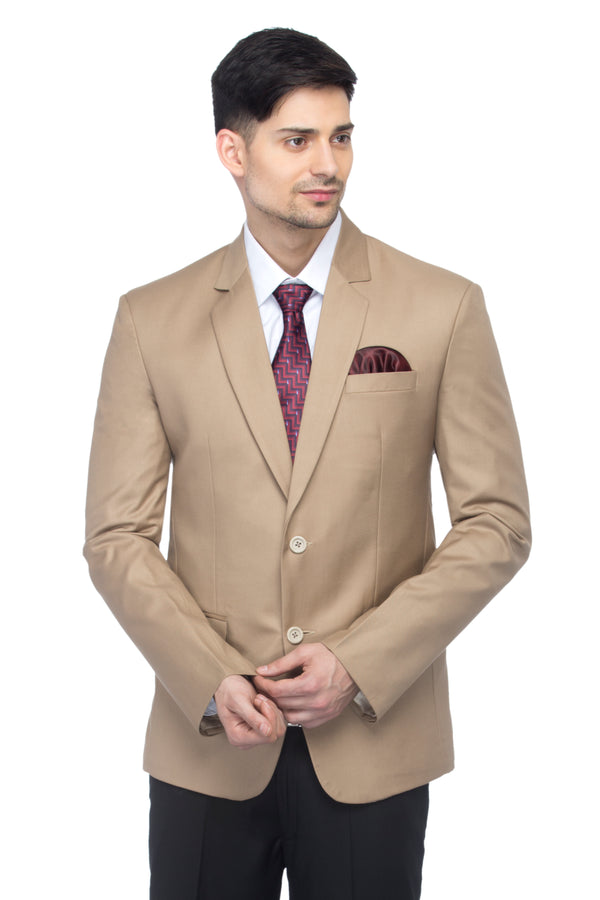 FAVOROSKI Beige Slim Fit Formal/Party Single-Breasted Casual Blazer