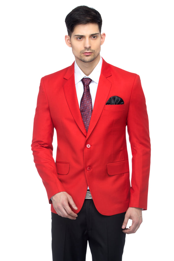 FAVOROSKI Red Slim Fit Formal/Party Single-Breasted Casual Blazer