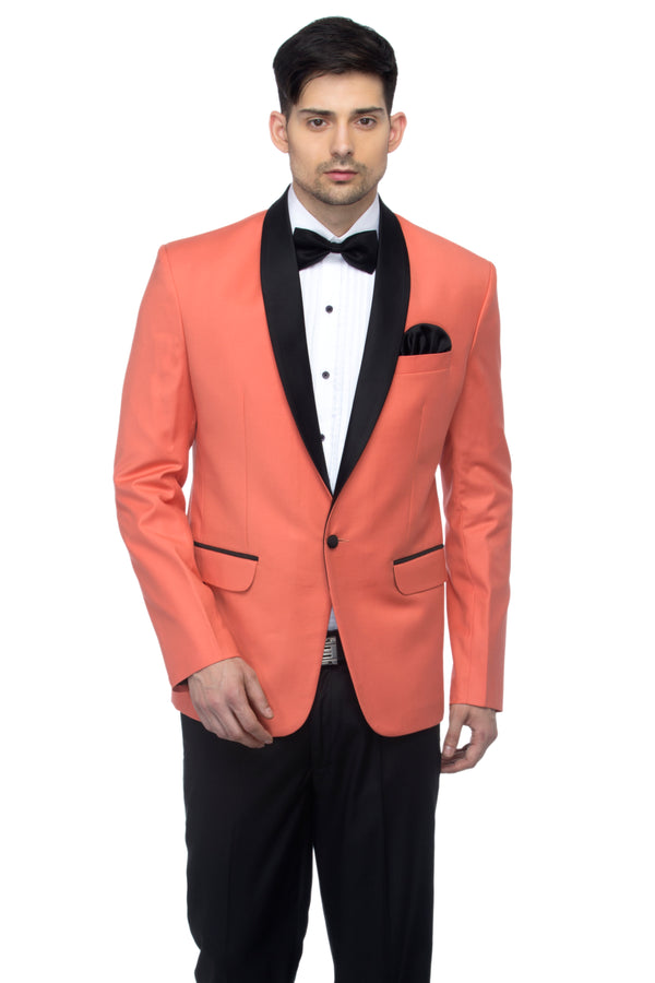 FAVOROSKI Light Orange Slim Fit Party wear Single-Breasted Tuxedo Blazer