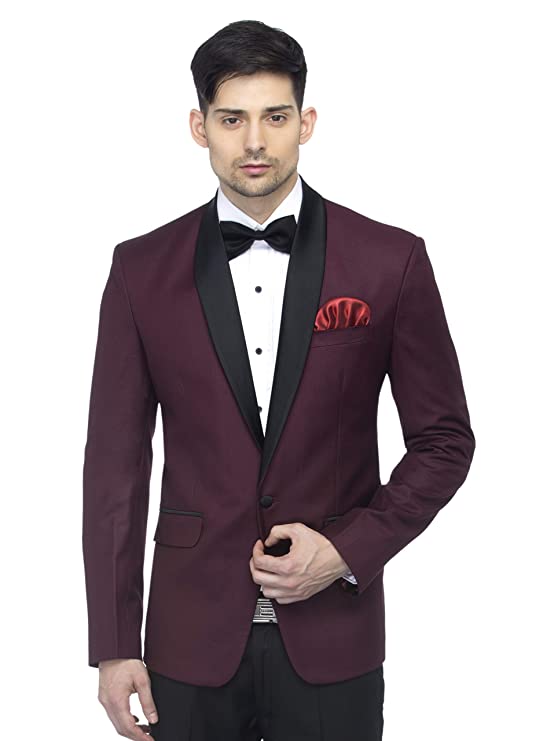 FAVOROSKI Wine Slim Fit Party wear Single-Breasted Tuxedo Blazer