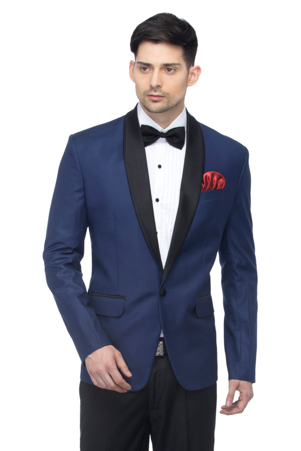 FAVOROSKI Navy Blue Fit Party wear Single-Breasted Tuxedo Blazer