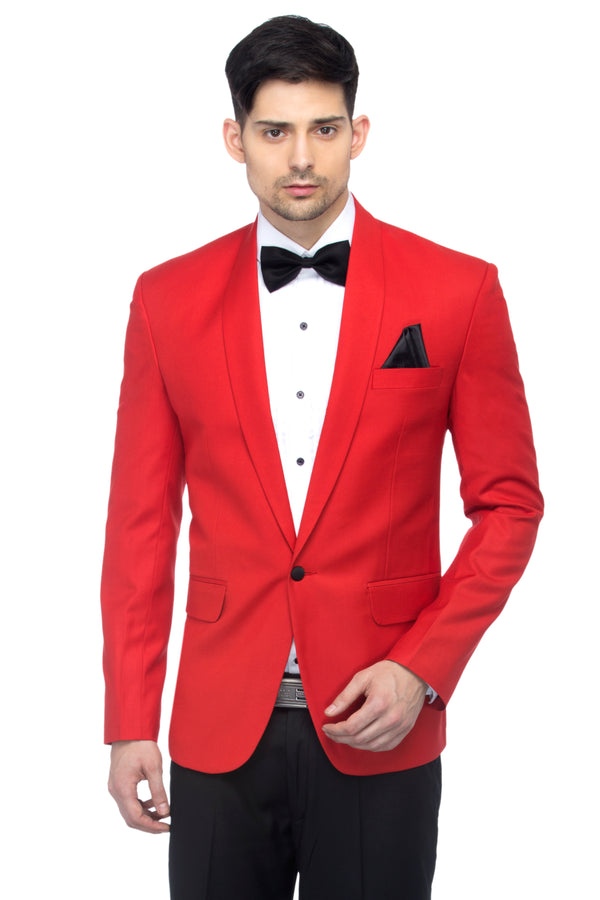 FAVOROSKI Red Fit Party wear Single-Breasted Tuxedo Blazer