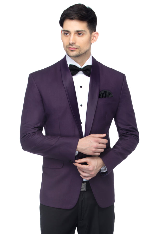 FAVOROSKI Dark Purple Fit Party wear Single-Breasted Tuxedo Blazer