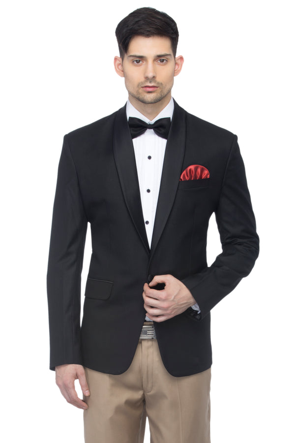 FAVOROSKI Black Fit Party wear Single-Breasted Tuxedo Blazer