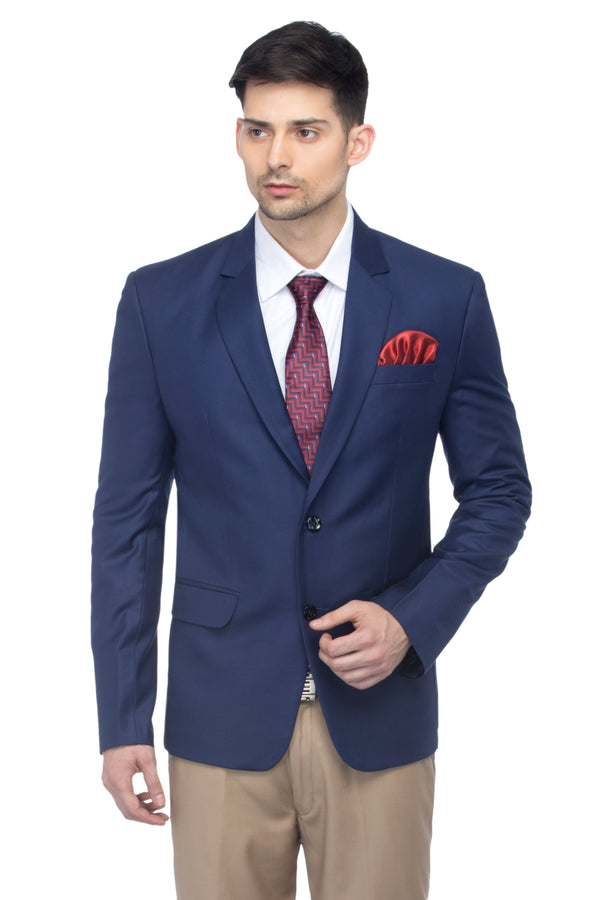 FAVOROSKI Navy Blue Slim Fit Formal/Party Single-Breasted Casual Blazer