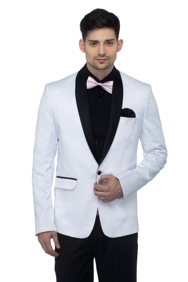 FAVOROSKI White Fit Party wear Single-Breasted Tuxedo Blazer