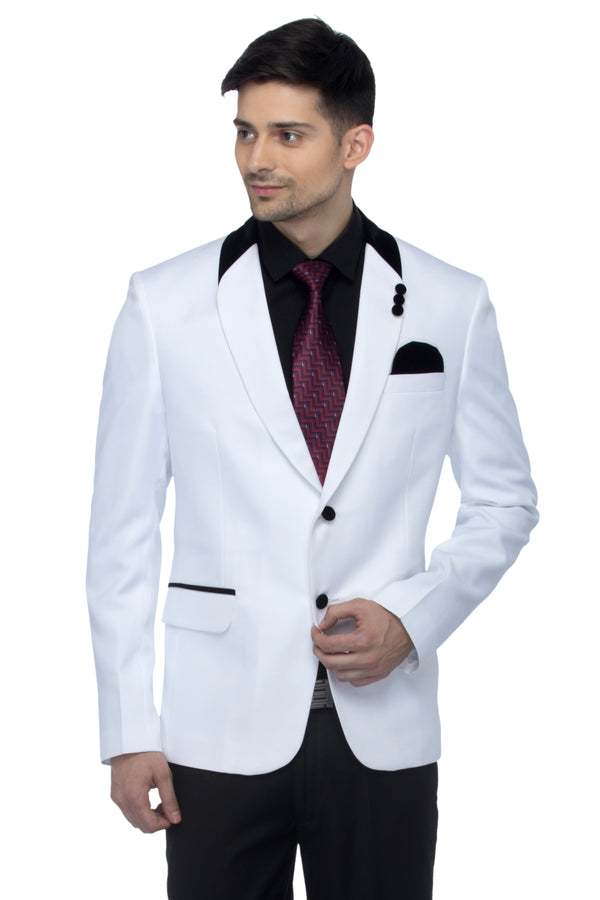 FAVOROSKI White Slim Fit Formal/Party Single-Breasted Casual Blazer