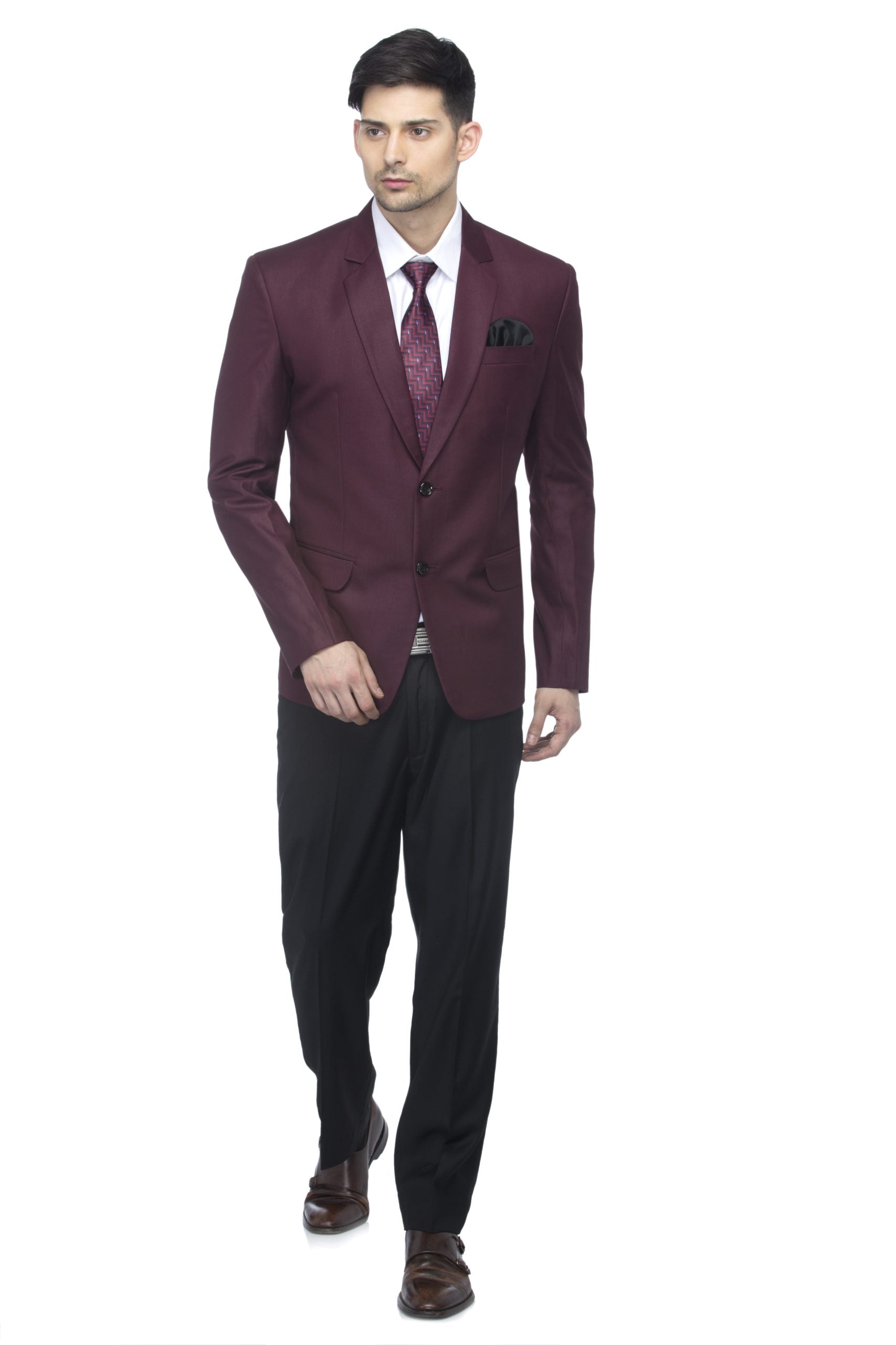 FAVOROSKI Wine Slim Fit Formal/Party Single-Breasted Casual Blazer