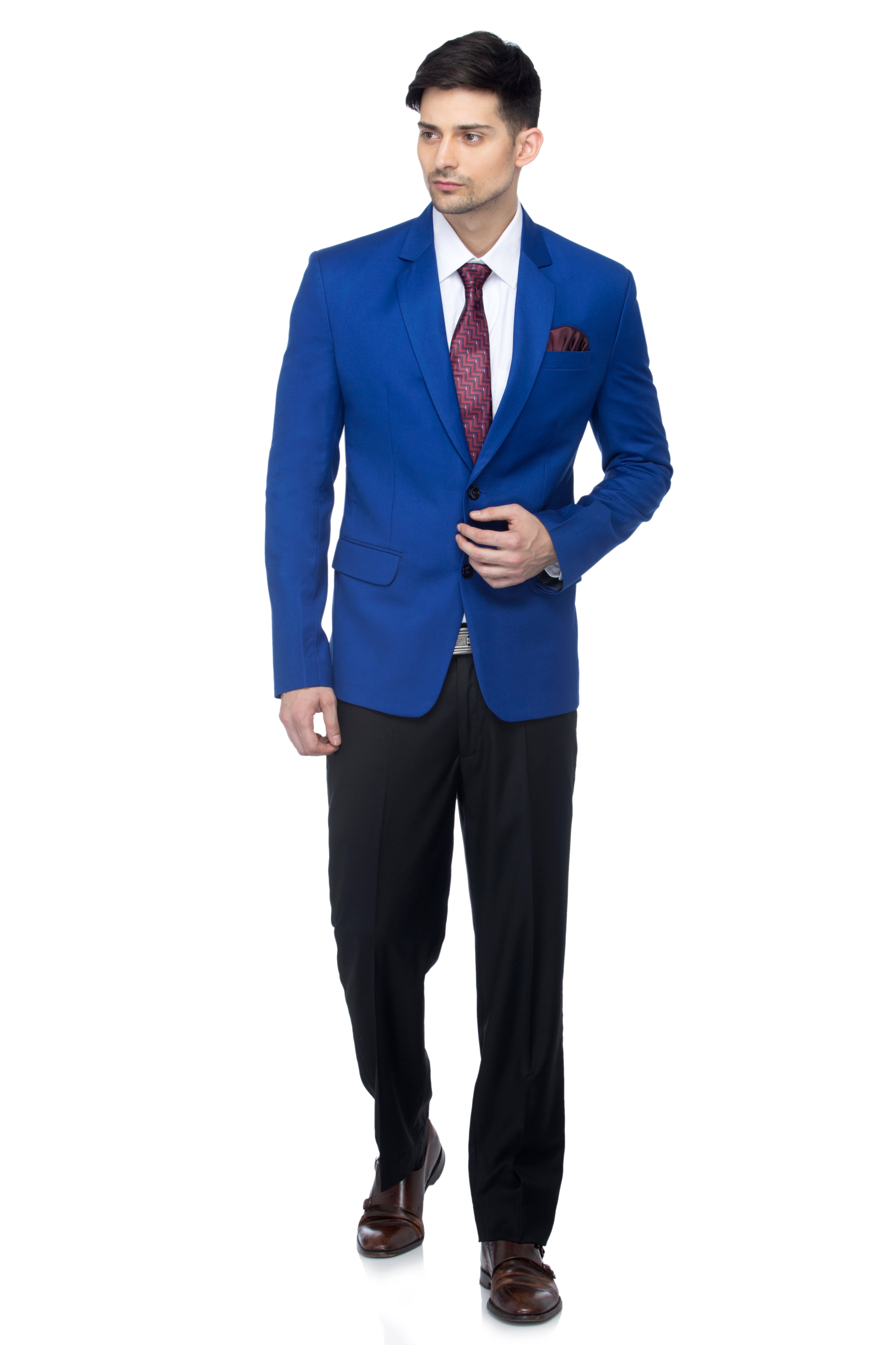 FAVOROSKI Royal Blue Slim Fit Formal/Party Single-Breasted Casual Blazer