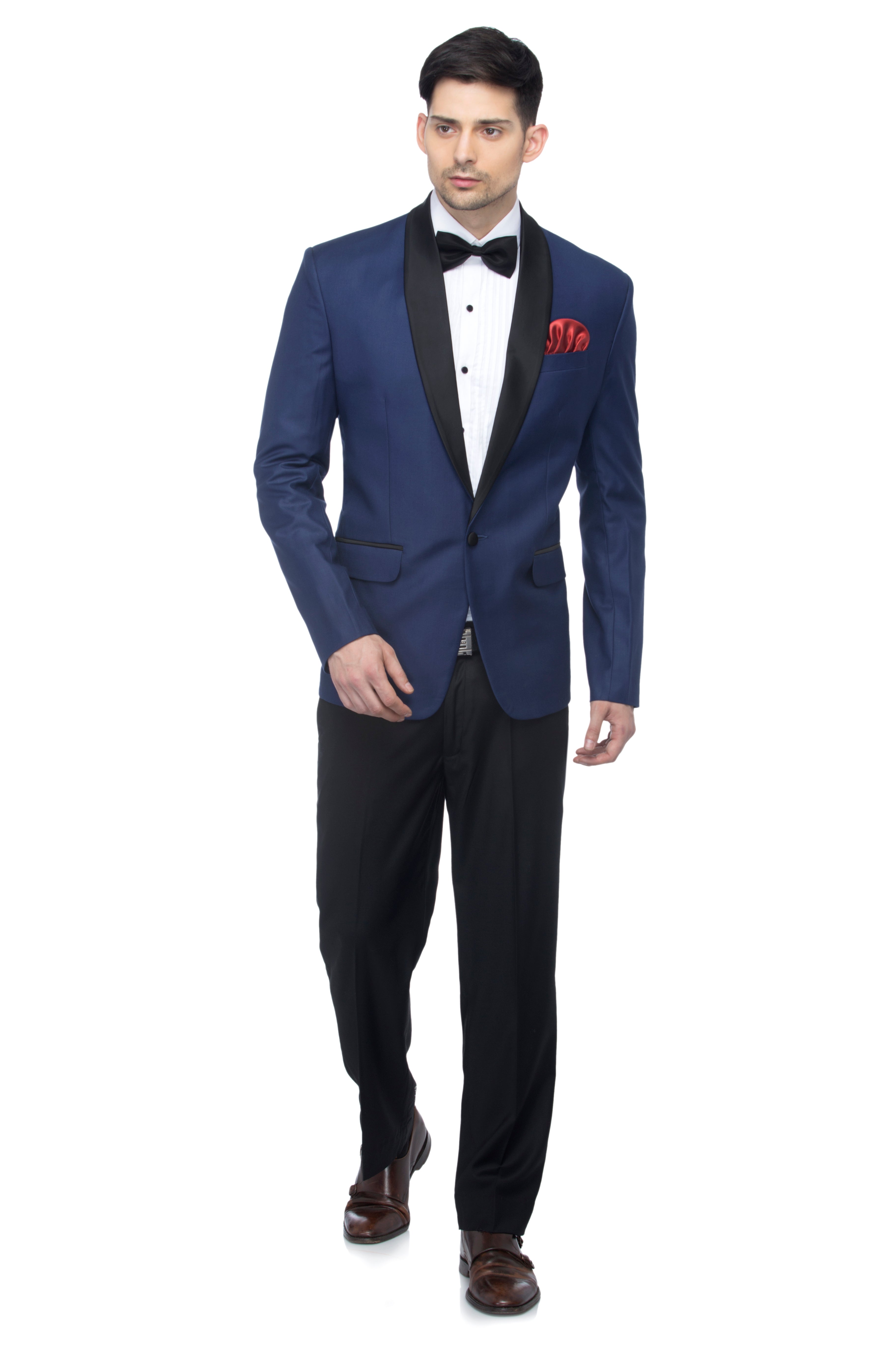 FAVOROSKI Navy Blue Fit Party wear Single-Breasted Tuxedo Blazer