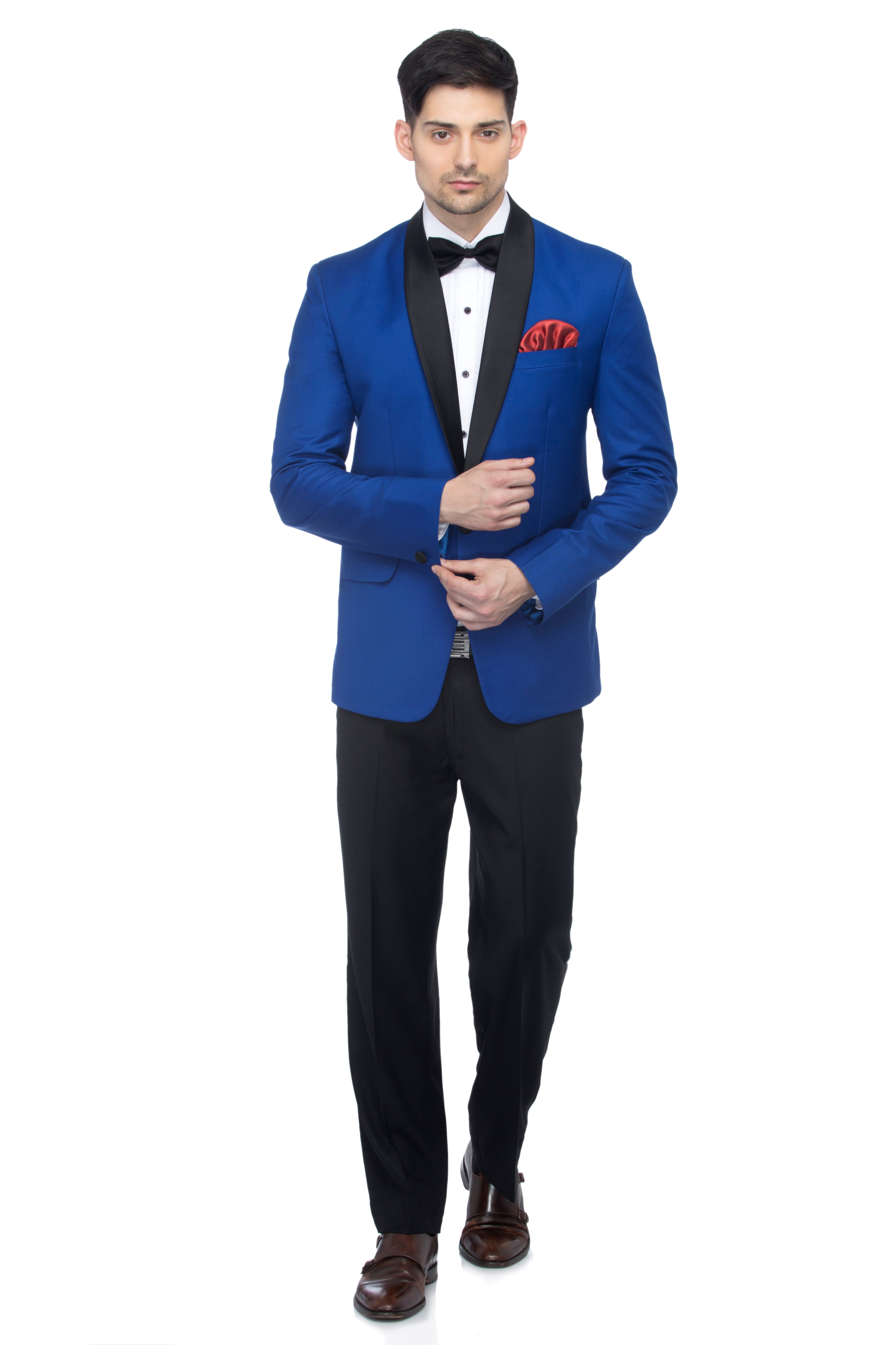 FAVOROSKI Royal Blue Fit Party wear Single-Breasted Tuxedo Blazer