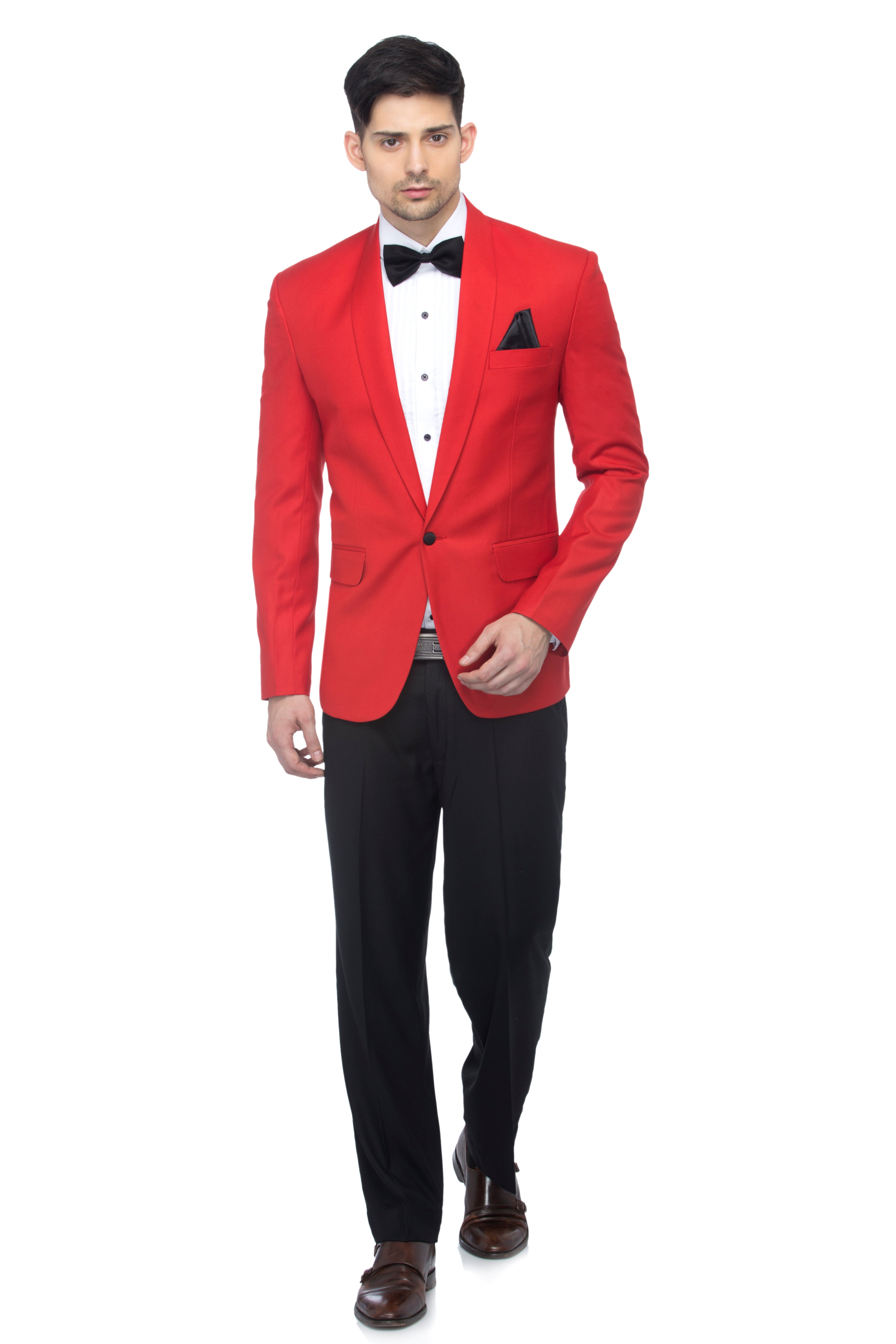 FAVOROSKI Red Fit Party wear Single-Breasted Tuxedo Blazer