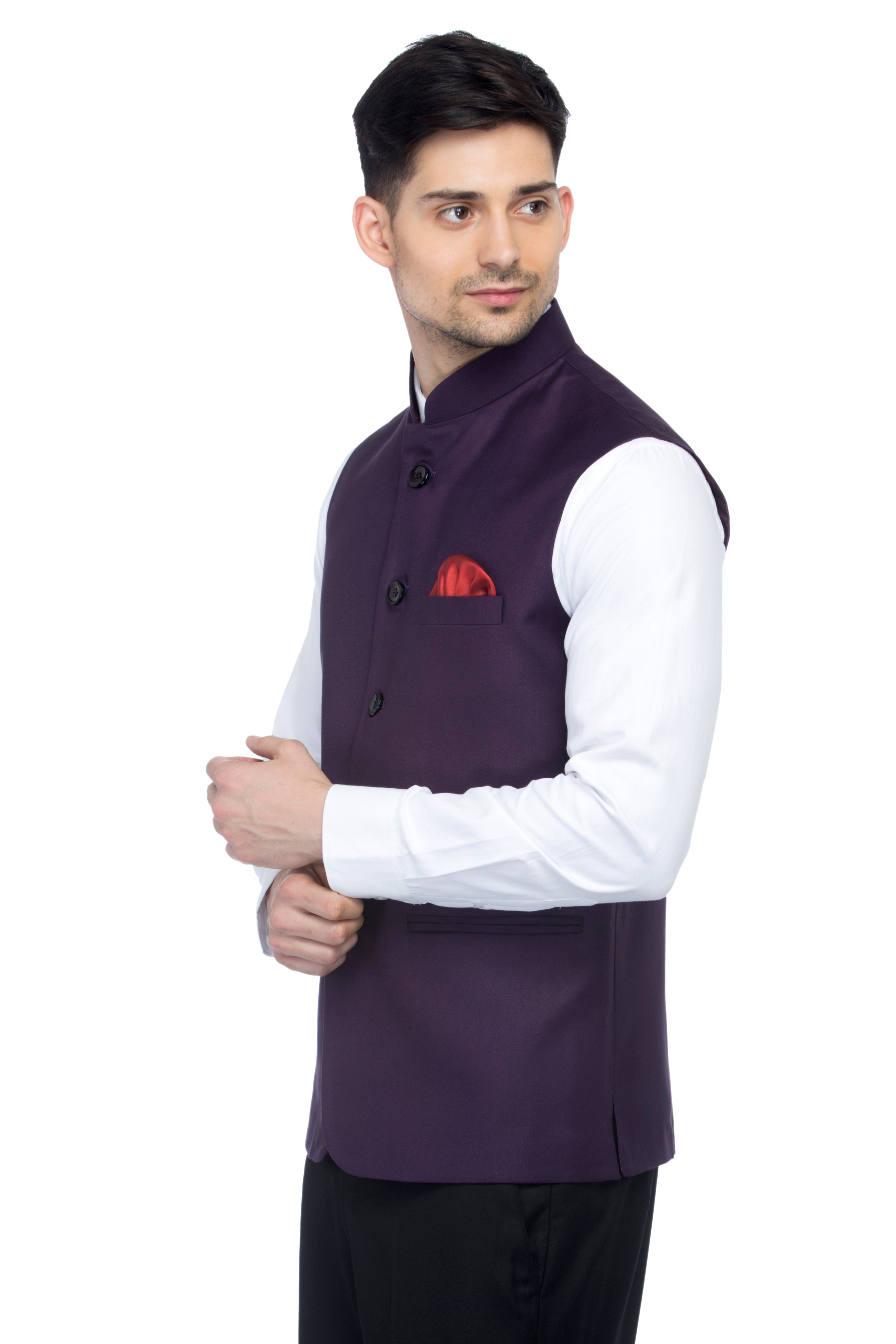 Favoroski Men's Purple  Waistcoat