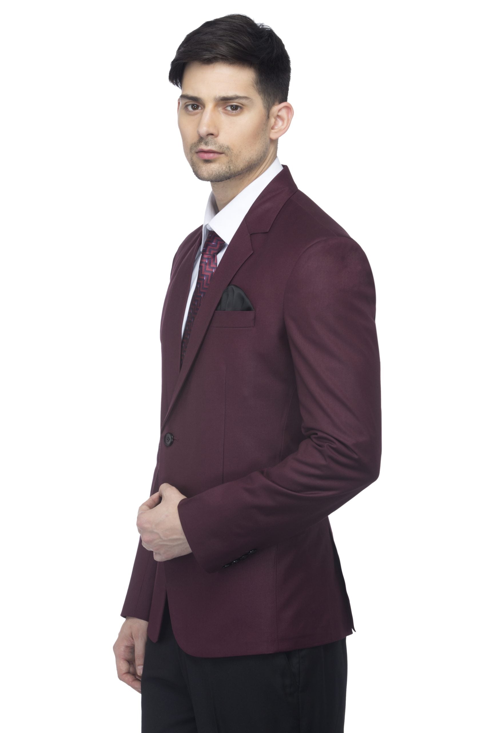 FAVOROSKI Wine Slim Fit Formal/Party Single-Breasted Casual Blazer