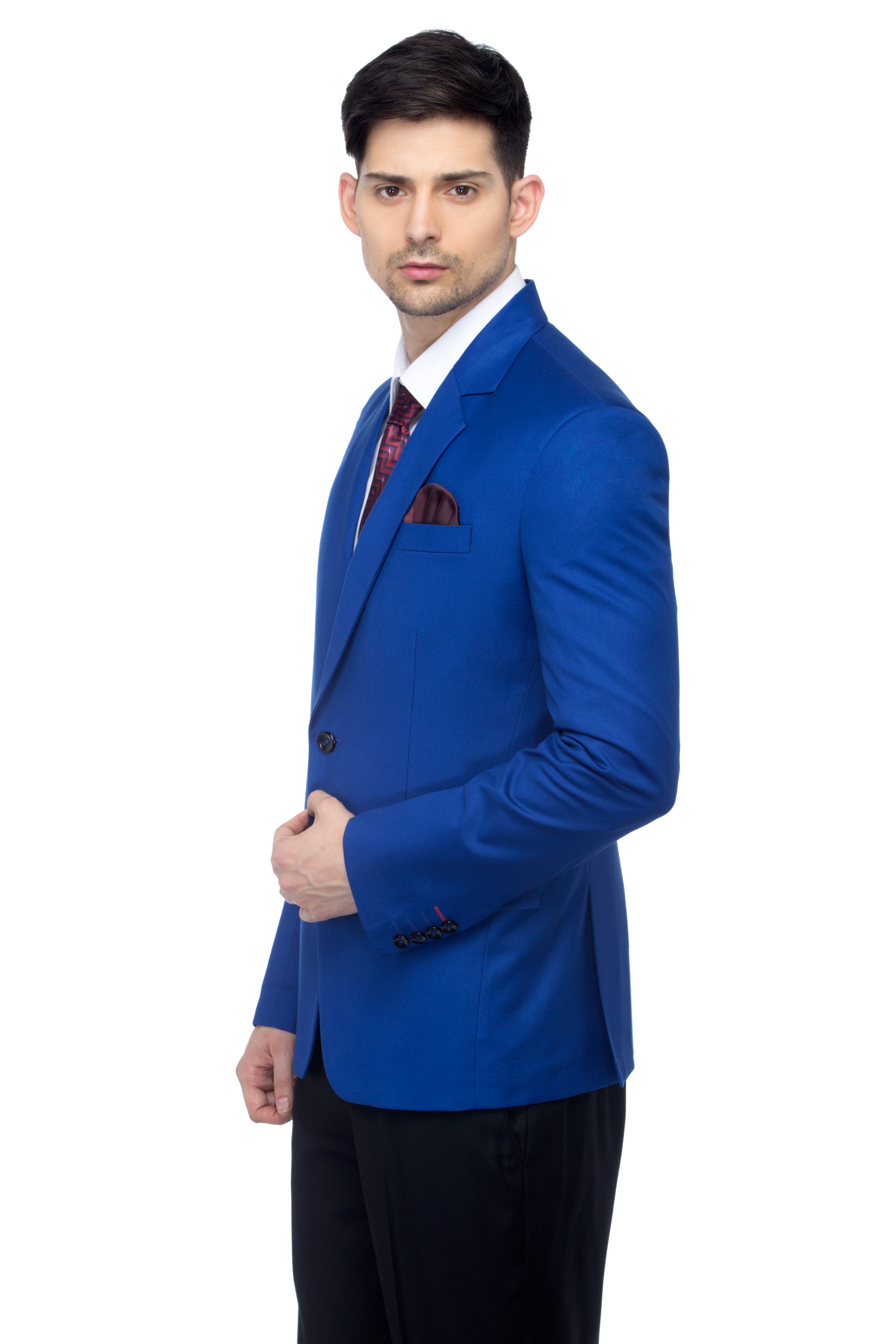 FAVOROSKI Royal Blue Slim Fit Formal/Party Single-Breasted Casual Blazer