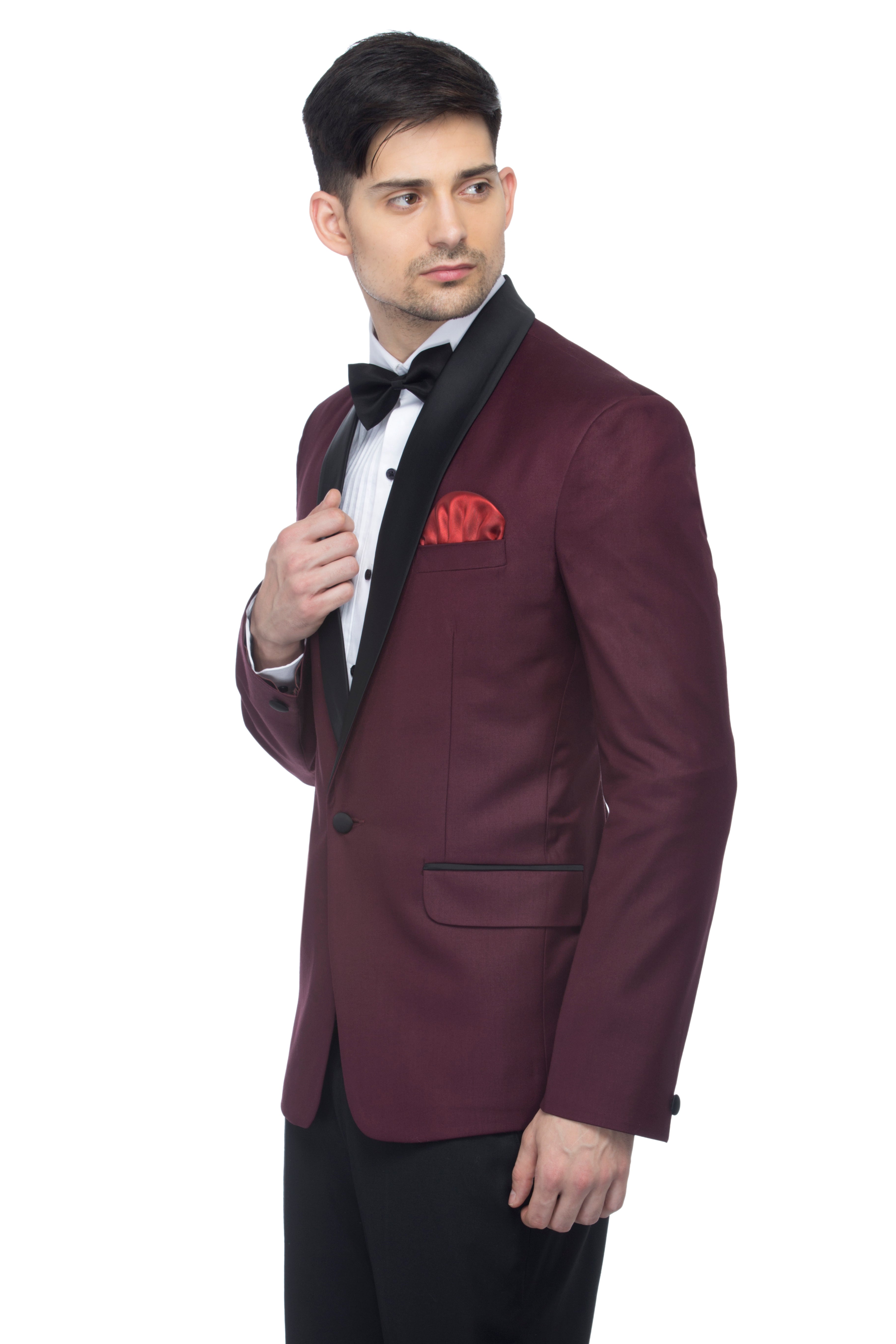 FAVOROSKI Wine Slim Fit Party wear Single-Breasted Tuxedo Blazer