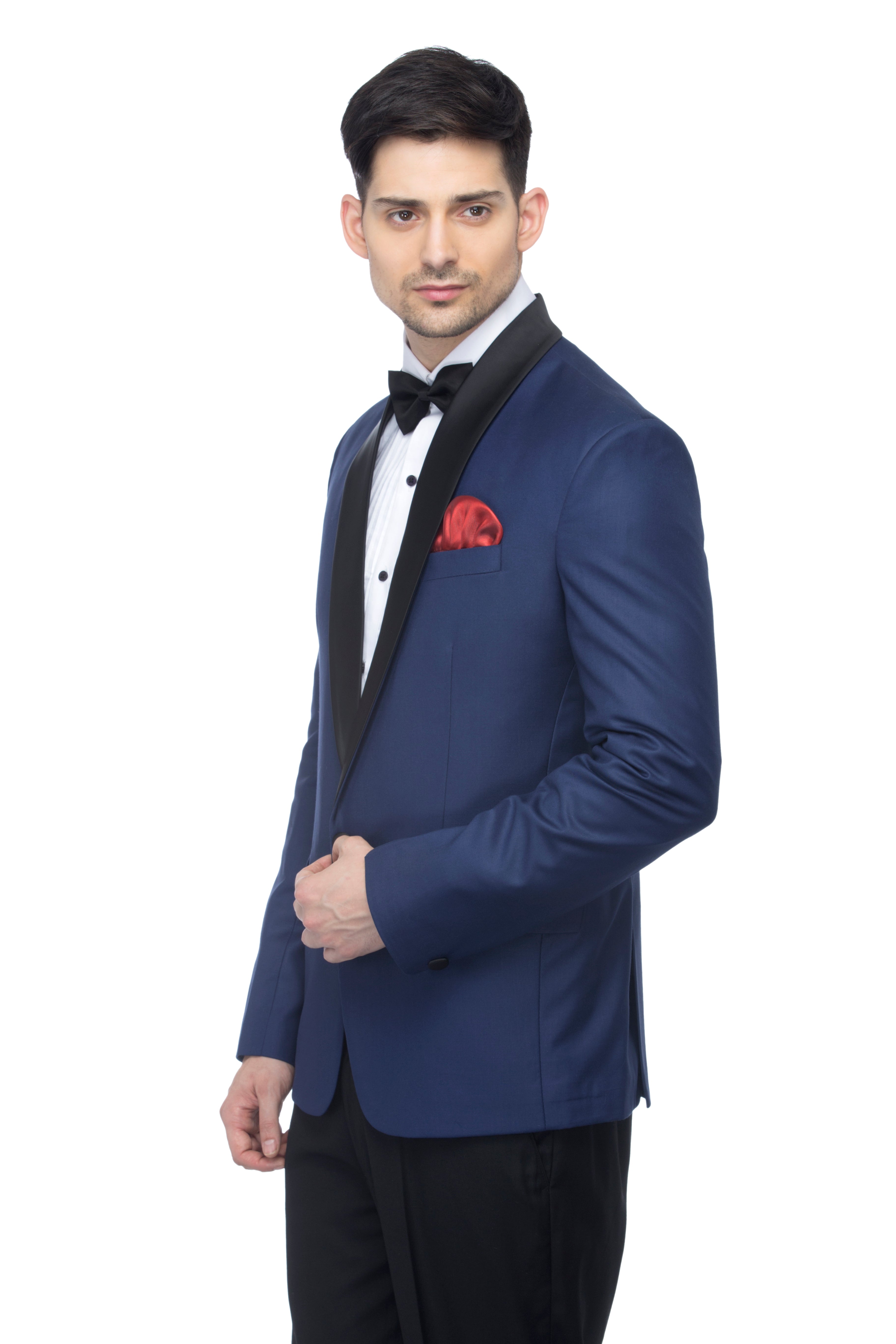 FAVOROSKI Navy Blue Fit Party wear Single-Breasted Tuxedo Blazer
