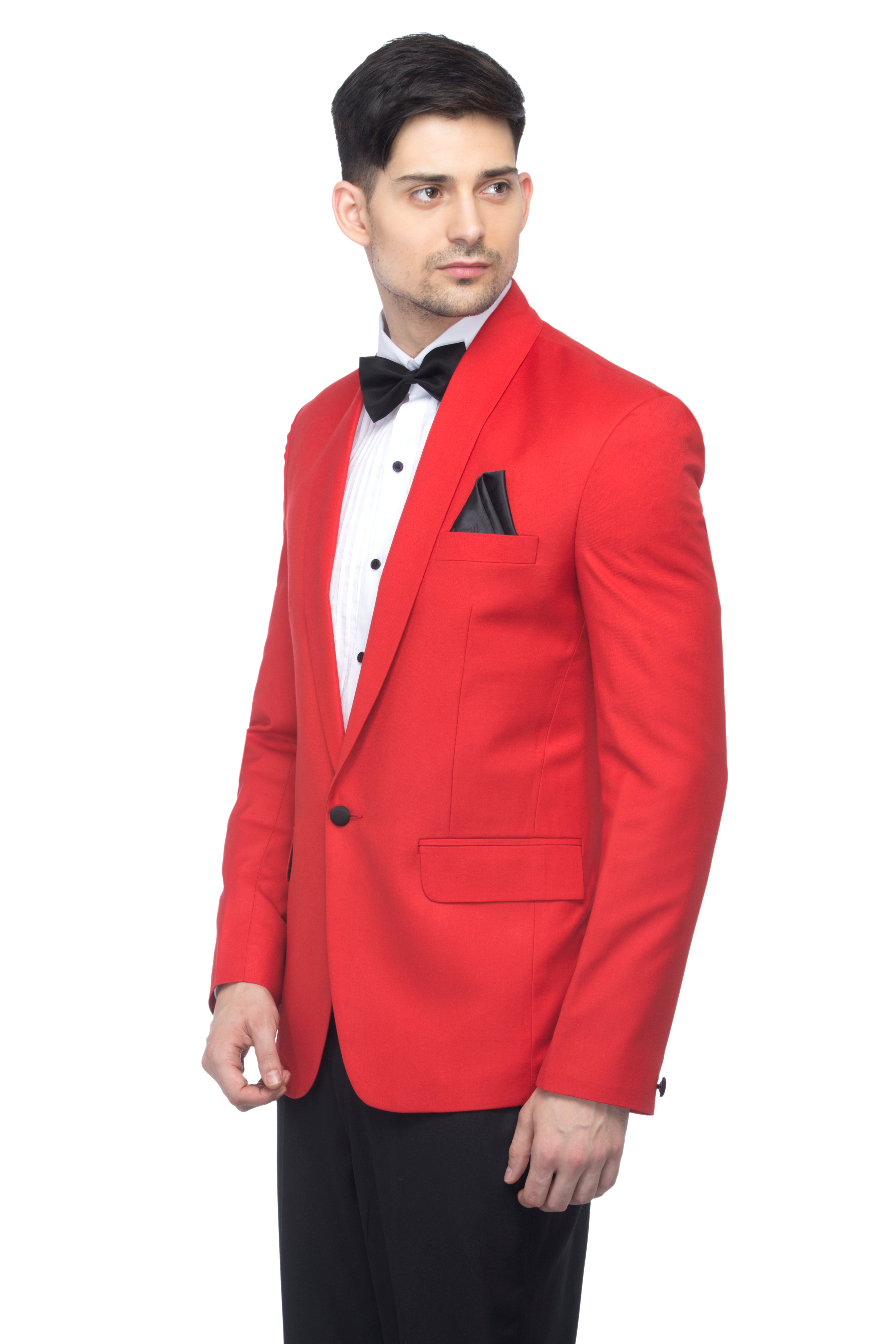 FAVOROSKI Red Fit Party wear Single-Breasted Tuxedo Blazer