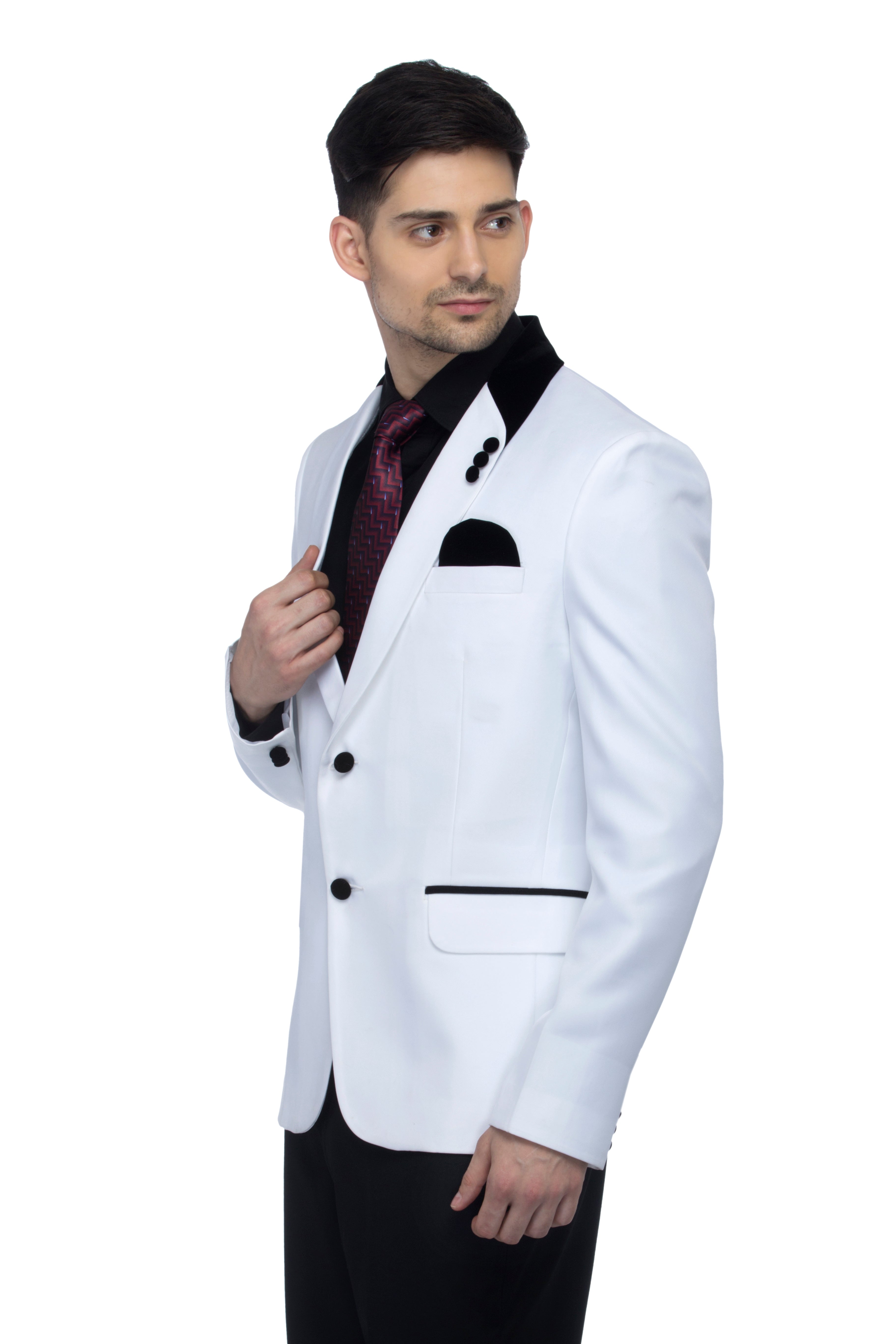 FAVOROSKI White Slim Fit Formal/Party Single-Breasted Casual Blazer